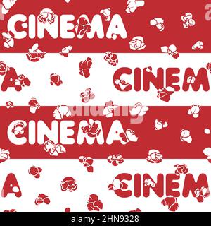 Seamless pattern with cinema and popcorn. Vector background. Stock Vector