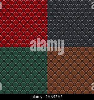Set of seamless patterns with leather upholstery texture. Vector colored backgrounds. Stock Vector