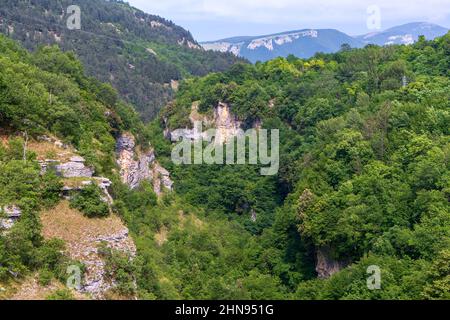 View of the Orta River Valley, Caramanico Terme, Abruzzo, Italy, Europe Stock Photo