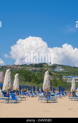 View from the beach of Marina di Vasto, Vasto, Abruzzo, Italy, Europe Stock Photo