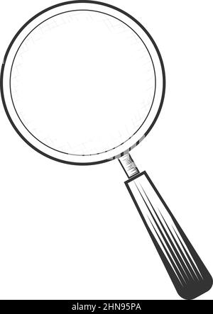 Search symbol.Vector old engraving illustration.Old magnifying glass. Stock Vector