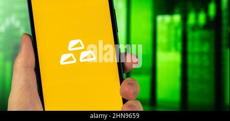 XAU gold metal logo, stock trade and price chart, green finance background. Business concept photo Stock Photo