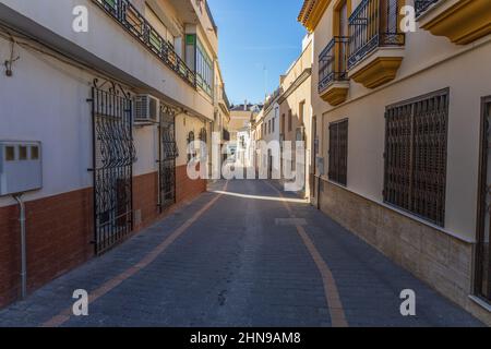 Narrow Street in Arboleas Town, Almanzora Valley, Almeria province, Andalucía, Spain Stock Photo