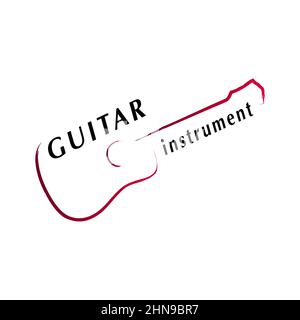 Guitar logo Design Vector Stock Illustration . Guitar Shop Logo . Stock Vector