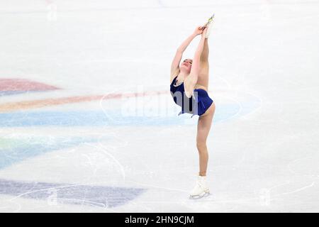 Beijing, China. 15th Feb, 2022. BEIJING, CHINA - FEBRUARY 15: competing on the Women Single Skating during the Beijing 2022 Olympic Games at the Capital Indoor Stadium on February 15, 2022 in Beijing, China (Photo by Iris van den Broek/Orange Pictures) NOCNSF Credit: Orange Pics BV/Alamy Live News Stock Photo