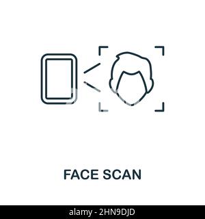 Face Scan icon. Line element from technology collection. Linear Face Scan icon sign for web design, infographics and more. Stock Vector