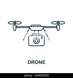 Drone icon. Line element from technology collection. Linear Drone icon sign for web design, infographics and more. Stock Vector