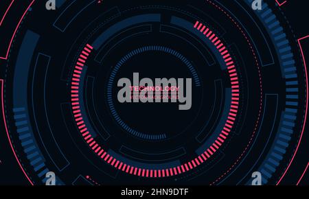 Sci-fi futuristic cyber HUD circular structure elements technology concept background Stock Vector