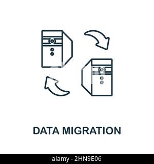 Data Migration icon. Line element from technology collection. Linear Data Migration icon sign for web design, infographics and more. Stock Vector