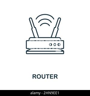 Router icon. Line element from technology collection. Linear Router icon sign for web design, infographics and more. Stock Vector