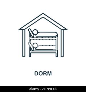 Dorm icon. Line element from university collection. Linear Dorm icon sign for web design, infographics and more. Stock Vector