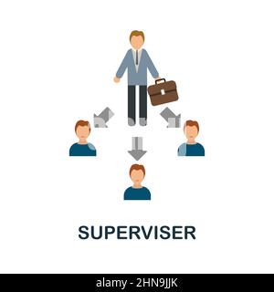 Superviser flat icon. Colored element sign from bussines profession collection. Flat Superviser icon sign for web design, infographics and more. Stock Vector