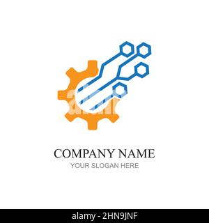 technology logo design vector Stock Vector