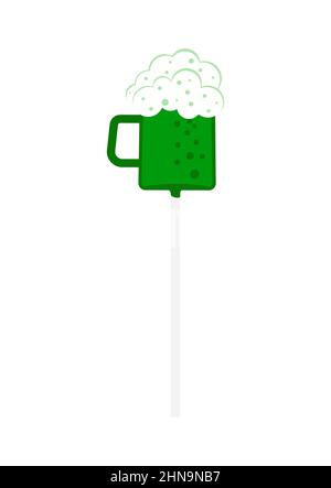 St Patrick cake pop with beer isolated on white background. Stock Vector