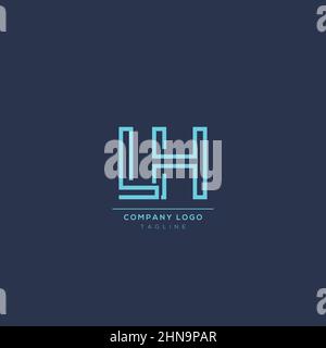 Abstract premium linear letter LH logo icon design modern minimal style illustration. Stock Vector