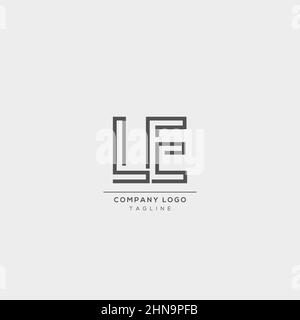 Abstract premium linear letter LE logo icon design modern minimal style illustration. Stock Vector
