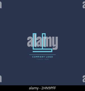 Abstract premium linear letter LL logo icon design modern minimal style illustration. Stock Vector