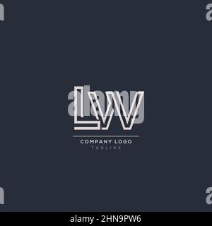 Abstract premium linear letter LW logo icon design modern minimal style illustration. Stock Vector