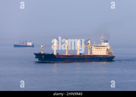 Cargo ships on the high seas Stock Photo