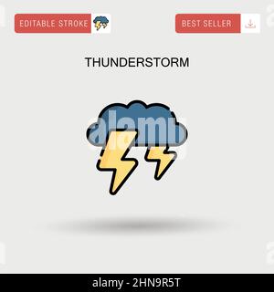 Thunderstorm Simple vector icon. Stock Vector