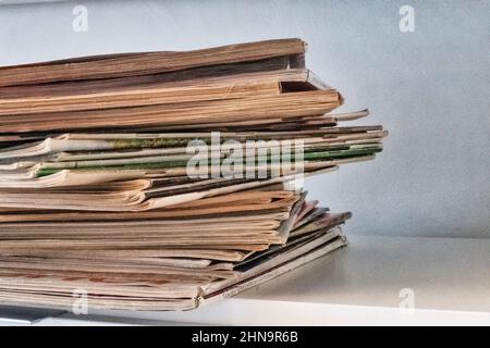 A stack of old magazines, USA Stock Photo