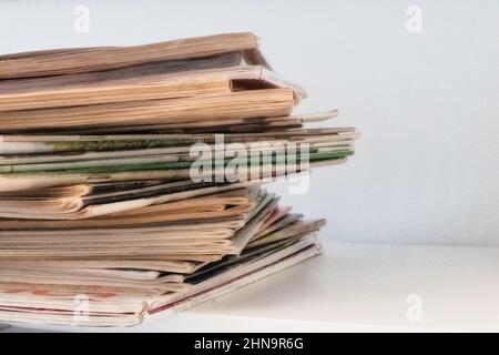 A stack of old magazines, USA Stock Photo