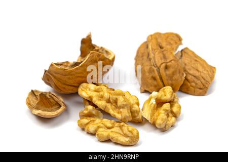 fresh cracked walnut isolated on white background Stock Photo