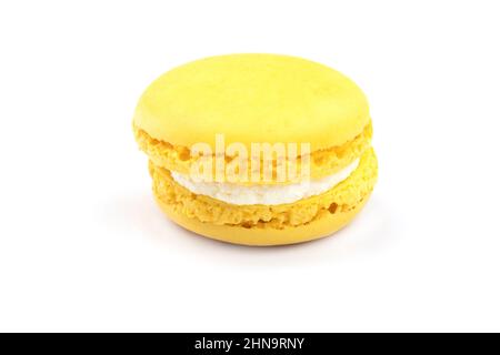 lemon macaron isolated on white background Stock Photo