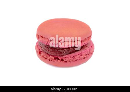 raspberry macaroon isolated on white background Stock Photo