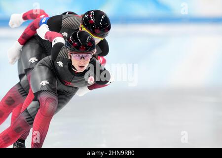 Beijing, China. 15th Feb, 2022. BEIJING, CHINA - FEBRUARY 15: Ivanie Blondin of Canada competing on the Women's Team Pursuit during the Beijing 2022 Olympic Games at the National Speedskating Oval on February 15, 2022 in Beijing, China (Photo by Douwe Bijlsma/Orange Pictures) NOCNSF Credit: Orange Pics BV/Alamy Live News Stock Photo