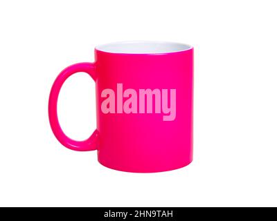 Pink matt cup ceramic isolated on the white background Stock Photo