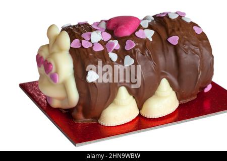 Love is in the Air Colin the Caterpillar cake limited edition ready for Valentines from M&S isolated on white background Stock Photo