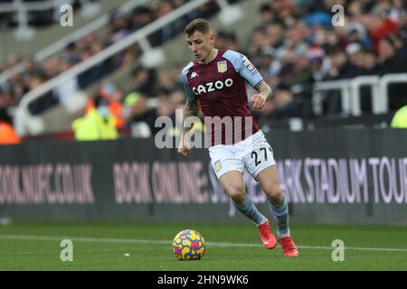 NEWCASTLE UPON TYNE, UK. FEB 13TH Aston Villa's Lucas Digne during the Premier League match between Newcastle United and Aston Villa at St. James's Park, Newcastle on Sunday 13th February 2022. (Credit: Mark Fletcher | MI News) Credit: MI News & Sport /Alamy Live News Stock Photo