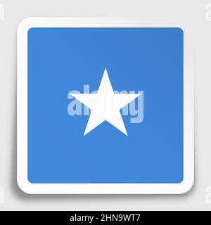 Somalia flag icon on paper square sticker with shadow. Button for mobile application or web. Vector Stock Vector