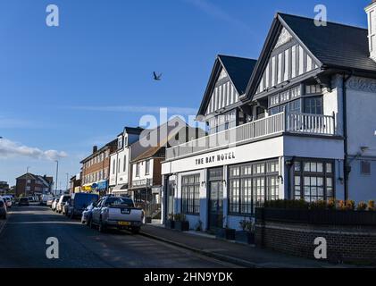 Pevensey Bay Views East Sussex England UK - The Bay Hotel Stock Photo