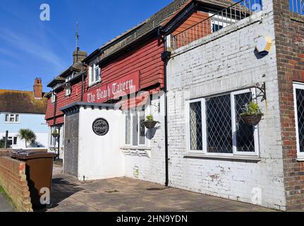Pevensey Bay Views East Sussex England UK - The closed Beach Tavern Stock Photo