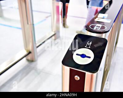 Modern baffle gate or turnstile Stock Photo