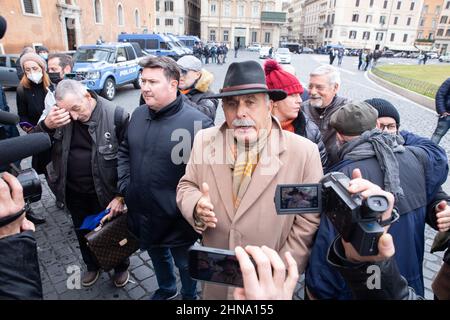 Rome, Italy. 14th Feb, 2022. Former general of Carabinieri Antonio Pappalardo during the protest of 'No Green Pass' movement, in Rome on February 14, 2022 (Photo by Matteo Nardone/Pacific Press/Sipa USA) Credit: Sipa USA/Alamy Live News Stock Photo
