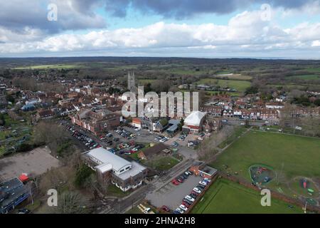 Tenterden Kent UK Aerial drone  of high street and town centre Stock Photo