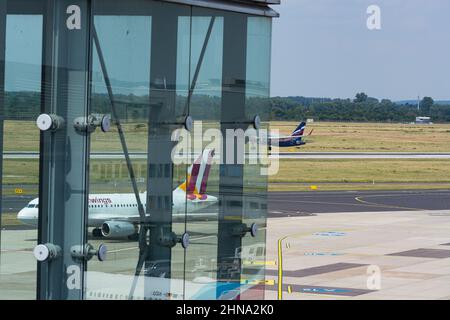 DUESSELDORF, NRW, GERMANY - JUNE 18, 2019: Eurowing plane Stock Photo