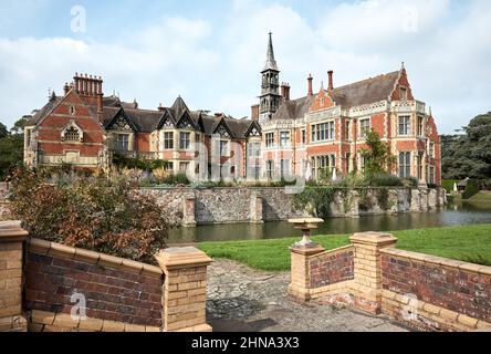 Madresfield court and Moat from terrace Stock Photo