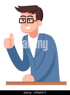 Teacher encouraging students semi flat RGB color vector illustration Stock Vector
