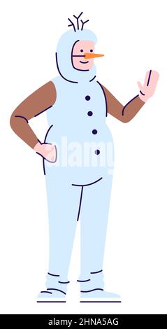 Artist wearing snowman costume semi flat RGB color vector illustration Stock Vector