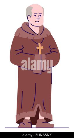 Medieval Monk Icon Cartoon Vector. Catholic Priest. Manuscipt Monk 