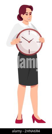 Employee improving time management semi flat RGB color vector illustration Stock Vector