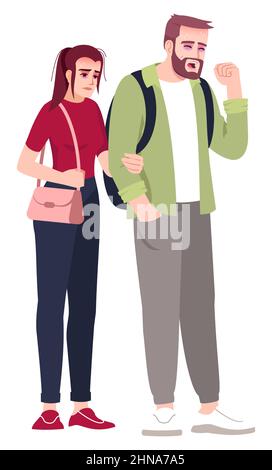 Detect sick people semi flat RGB color vector illustration Stock Vector