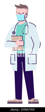 Healthcare during covid semi flat RGB color vector illustration Stock Vector
