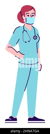 Healthcare occupation semi flat RGB color vector illustration Stock Vector
