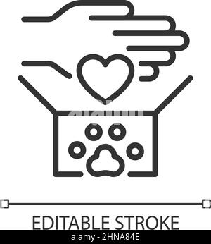 Animal donations pixel perfect linear icon Stock Vector