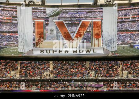 Sunday, February 13, 2022; Inglewood, CA USA;  A general view inside SoFi Stadium prior to Super Bowl LVl between the Cincinnati Bengals and the Los Angeles Rams. The Rams beat the Bengals 23-20. (Kim Hukari/Image of Sport) Stock Photo